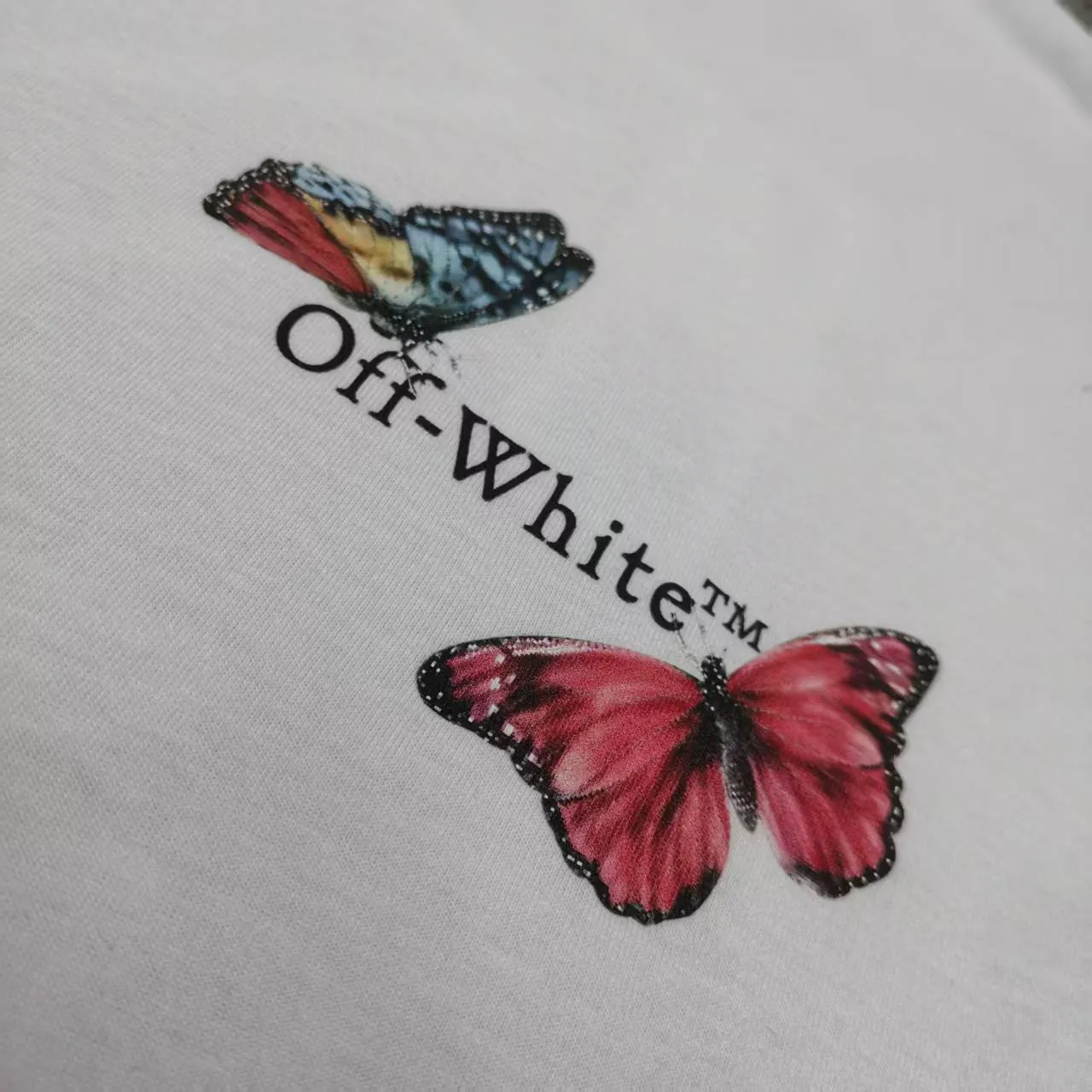 Top version ❤️off white new loose version butterfly arrow short-sleeved T-shirt Size: S M L XL Color: Black White P240